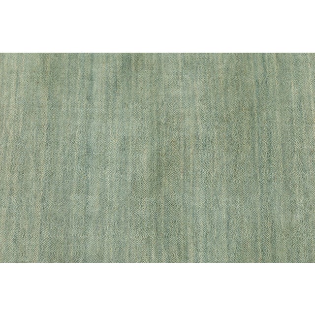 Apadana's Modern Gabbeh Hand-Loom Wool Area Rug in Muted Sage Green For Sale - Image 10 of 11
