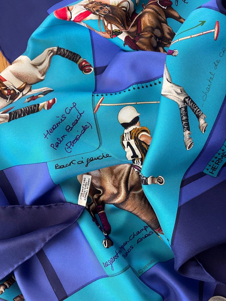 Hermès Scarf « Monde Du Polo - Cup Palm Beach » 1987 | Chairish