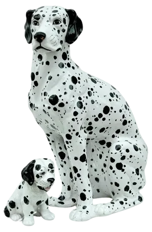 Vintage Ceramic Statue of Dalmatian with Puppy, 1970s, Set of 2