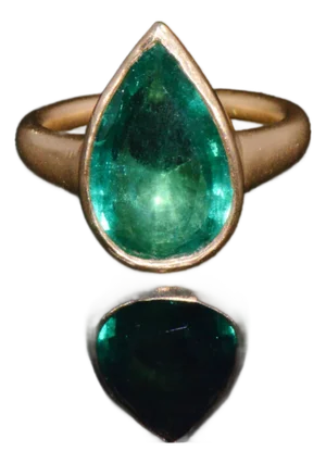 Gia Certified 5.25ct Natural Emerald Sculptural Bezel Solid 18k Gold Ring, Size 5.25