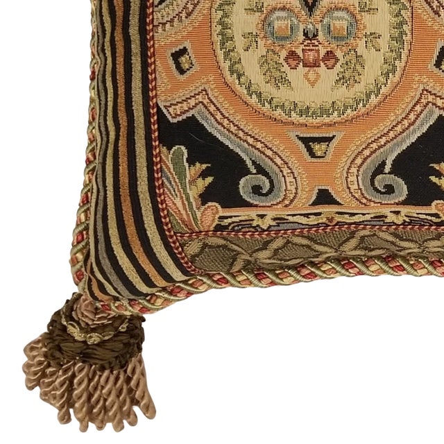 Austin Horn down and feather accent pillow from Sweet Dreams Collection for Neiman Marcus. The pieced pillow has jacquard...