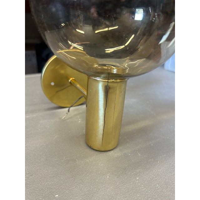 1960s Hans Agne Jakobsson #V149 Glass & Brass Wall Lamp for Markaryd For Sale - Image 15 of 16