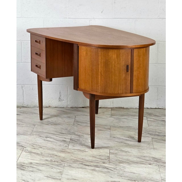 Teak Elliptical Bullet Desk by Kai Kristiansen for Feldballes For Sale - Image 10 of 14