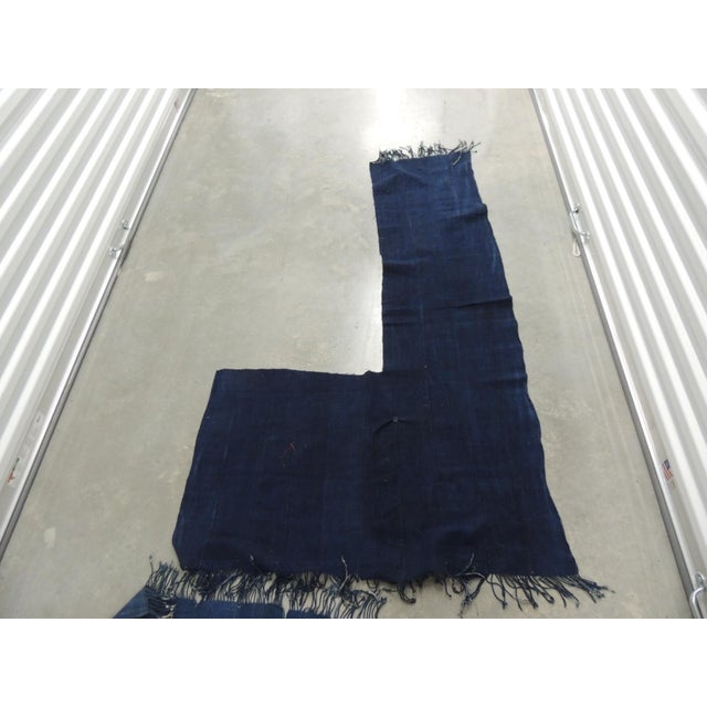 African Vintage Indigo Blue African Woven Mud Cloth Textiles Fragments For Sale - Image 3 of 4