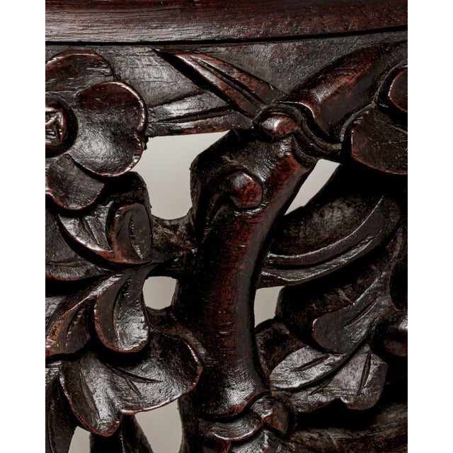 Chinese Carved Pedestal Table with Marble Top, Antique, China, Late 19th Century For Sale - Image 12 of 14