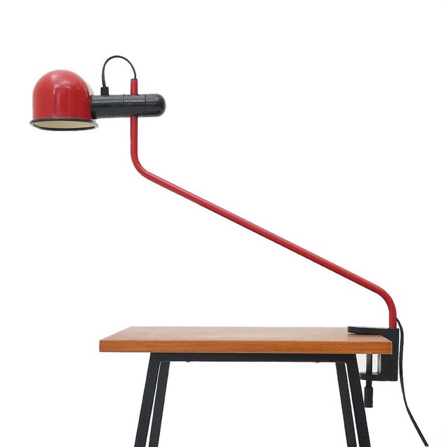 Red Metal Clamp Lamp from F. Fabbian, 1980s For Sale - Image 6 of 14