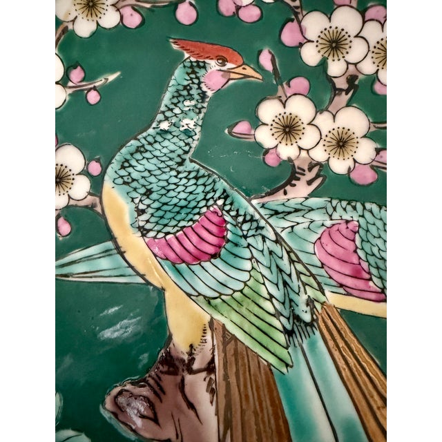 1970s Japanese Gold Imari Porcelain Charger Plates Set 14" & 18" Phoenix and Peony For Sale - Image 5 of 8