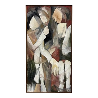Monumental Oil With Abstract Figures Signed “Alanna” (1990s) For Sale