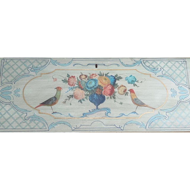 Painted Chinoiserie Style Antique Sage Green Floral Secretary Desk For Sale - Image 14 of 18