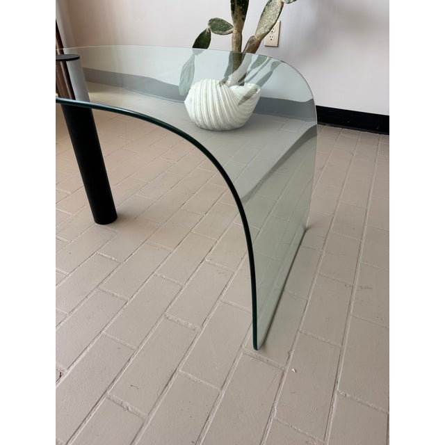 1990s Postmodern Glass and Iron Waterfall Accent Table For Sale - Image 4 of 9