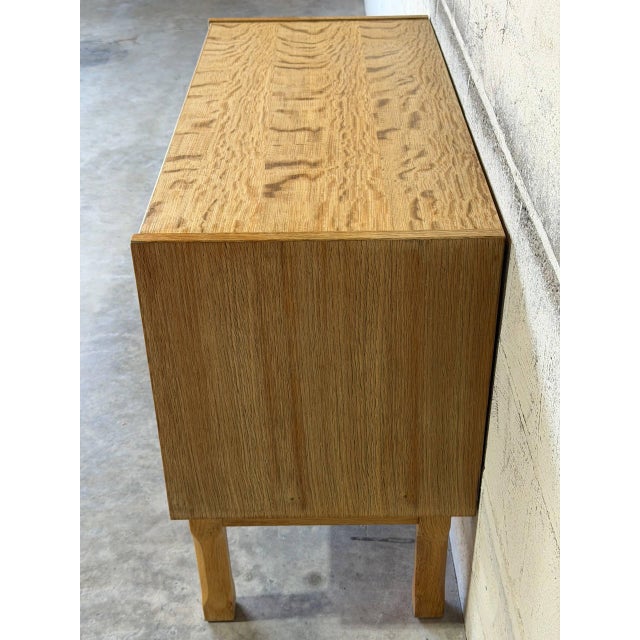 Wood Oak Three-Drawer Dresser With Brass Hardware Danish Mid-Century Modern 1970s For Sale - Image 7 of 12
