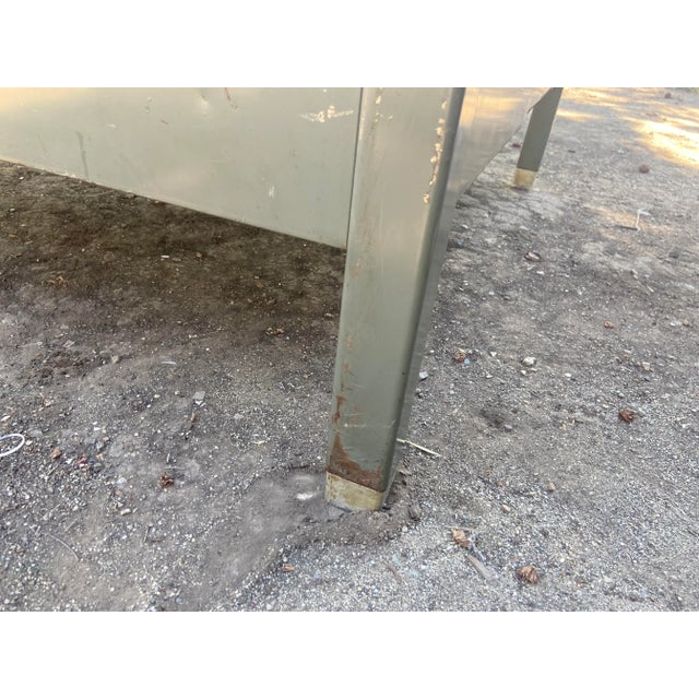 Metal 1940s Vintage Metal Tanker Desk For Sale - Image 7 of 13
