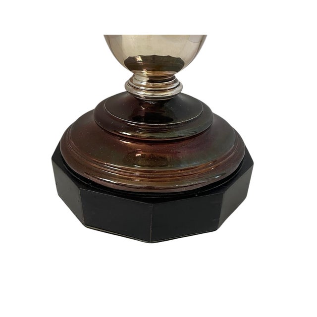 Large Ralph Lauren Hurricane Original Candle Holder. Glass, Silver Wood Base 23”x10” For Sale In San Francisco - Image 6 of 8