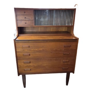 1960s Danish Teak Secretary Desk Pull Out Top For Sale