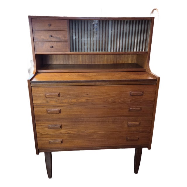1960s Danish Teak Secretary Desk Pull Out Top For Sale