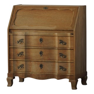 Vintage Danis Oak Drop‑Front Secretaire, 1950s For Sale