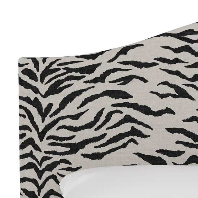 Not Yet Made - Made To Order Kenmore Bed in Cream Black Linen Zebra, King For Sale - Image 5 of 6