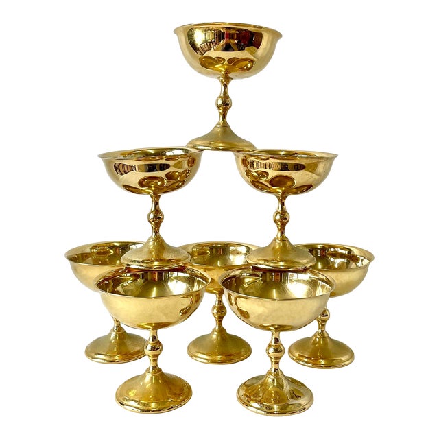 Vintage Italian Brass Goblets Set of 8 Chairish