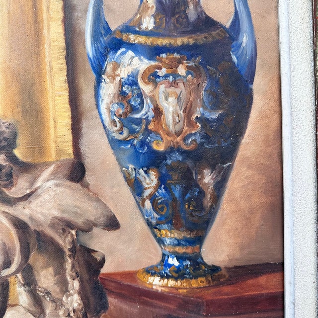 Solange Devienne, Still Life with Roses and Vase, 20th Century, Oil Painting on Canvas, Framed For Sale - Image 15 of 18