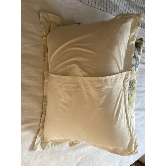 2020s New Custom Made Standard Linen Blend Pillow Shams in Chinoserie Print For Sale - Image 5 of 6