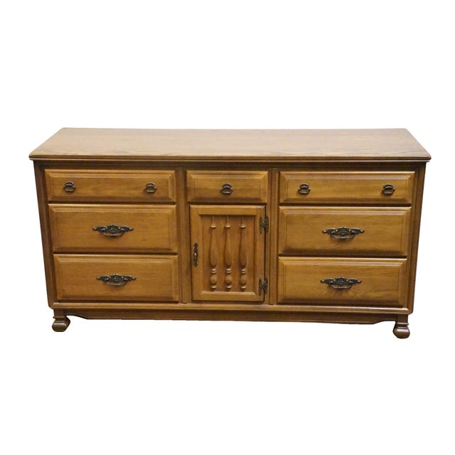 Mediterranean Sumter Cabinet Co. Solid Oak Mediterranean Style 63" Triple Dresser For Sale - Image 3 of 15