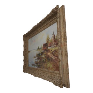 A.v. Woerkom Artist Signed Rustic Landscape Oil Painting For Sale