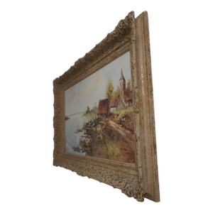 A.v. Woerkom Artist Signed Rustic Landscape Oil Painting