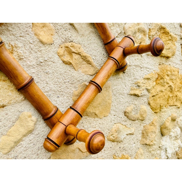 Brown Wall-Mounted Turned Wood Folding Coat Rack, 1920s For Sale - Image 8 of 18