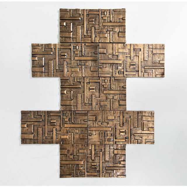 Brown Panels in Resin and Bronze Effect Finish, Set of 7 For Sale - Image 8 of 8