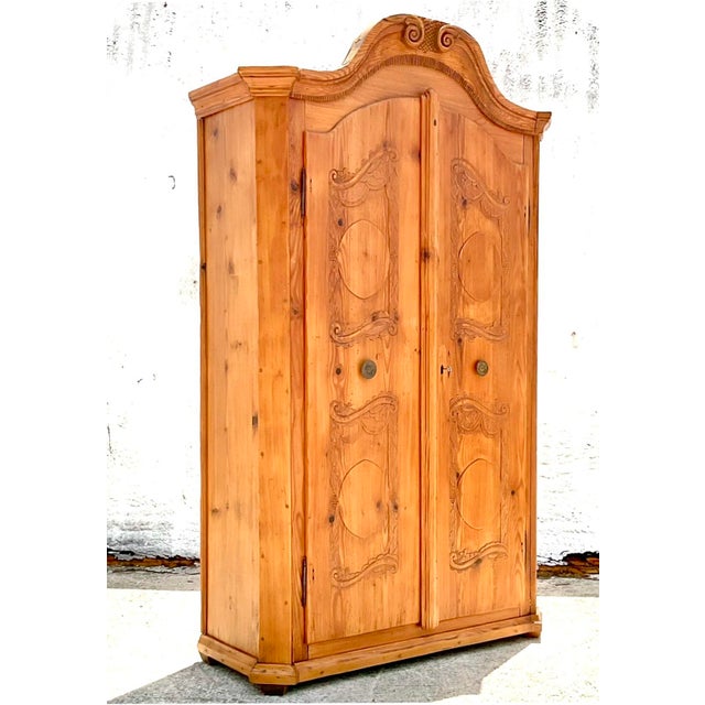 Vintage Rustic Hand Carved Pine Armoire Chairish