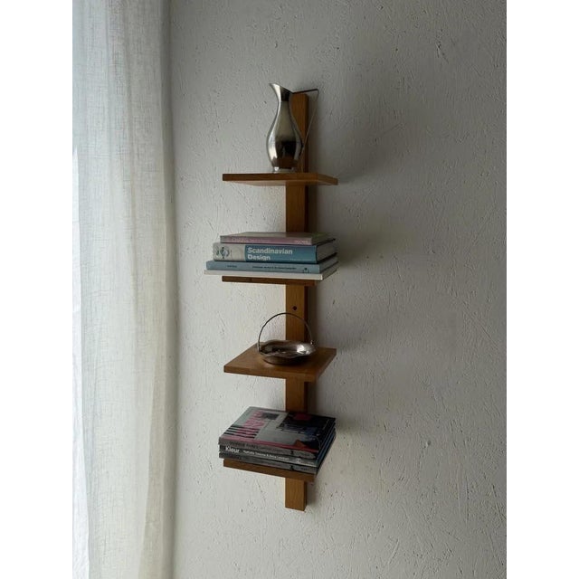 Mid Century Solid Oak Asymmetrical Wall Rack For Sale - Image 8 of 10