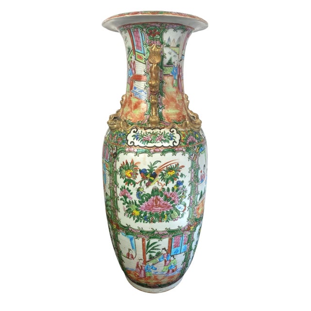 Chinese Export Porcelain Rose Medallion Vase, 23in, Canton, ca. 1860