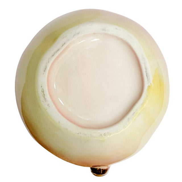 Vintage Majolica Style Peach Ceramic Sculptural Pitcher For Sale - Image 9 of 9