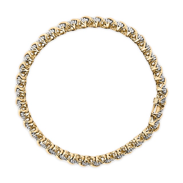 Haus of Brilliance 10K Yellow Gold 3.0 Cttw Diamond S-Link Bracelet For Sale - Image 4 of 5