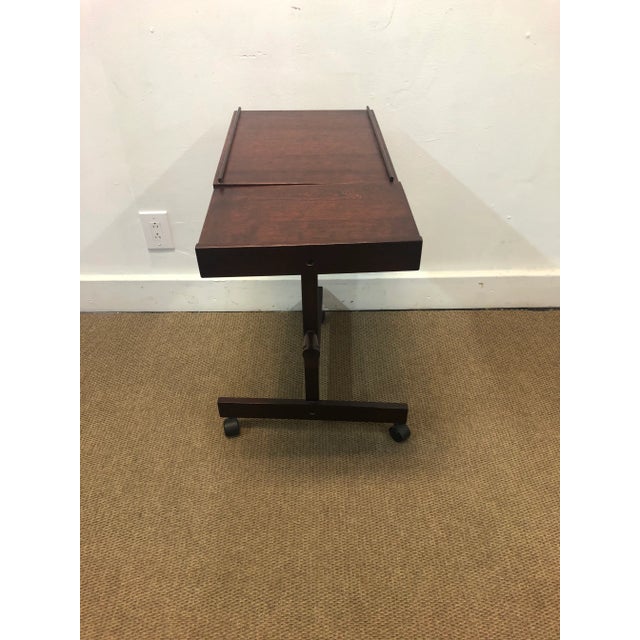 Mid-Century Modern Danish Rosewood Rolling Tray Table For Sale - Image 3 of 11
