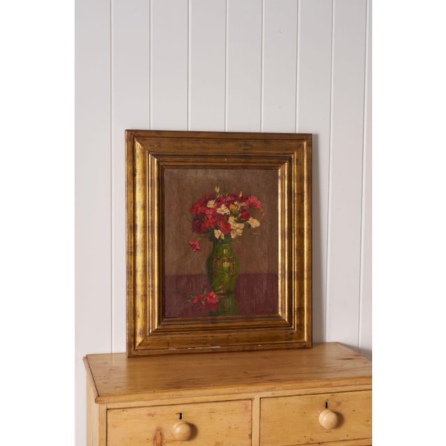 Traditional 1950s Original Signed Belgian Floral Oil on Canvas | by Alphonse Van Beurden Belgian For Sale - Image 3 of 9