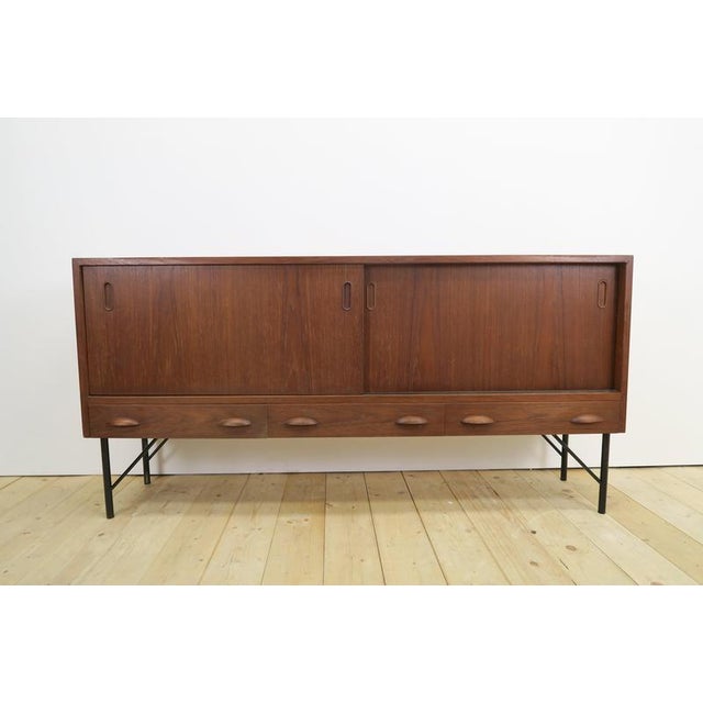 Teak Sideboard with Sliding Doors and Drawers, 1960s For Sale - Image 3 of 11