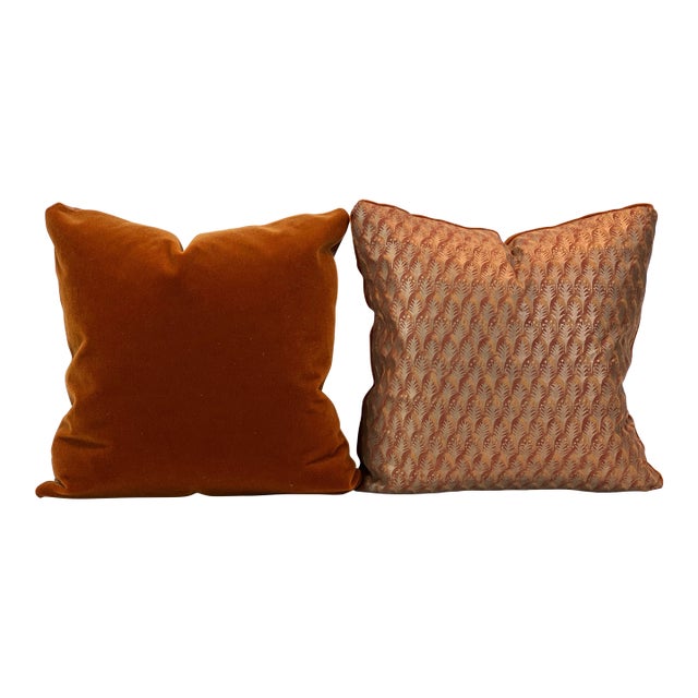 Mariano Fortuny “Piumette” 20” Feather/Down Pillows- A Pair For Sale