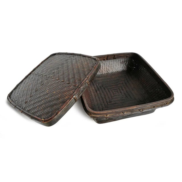Mid 20th Century Vintage Akha Thai Square Basket For Sale - Image 5 of 6