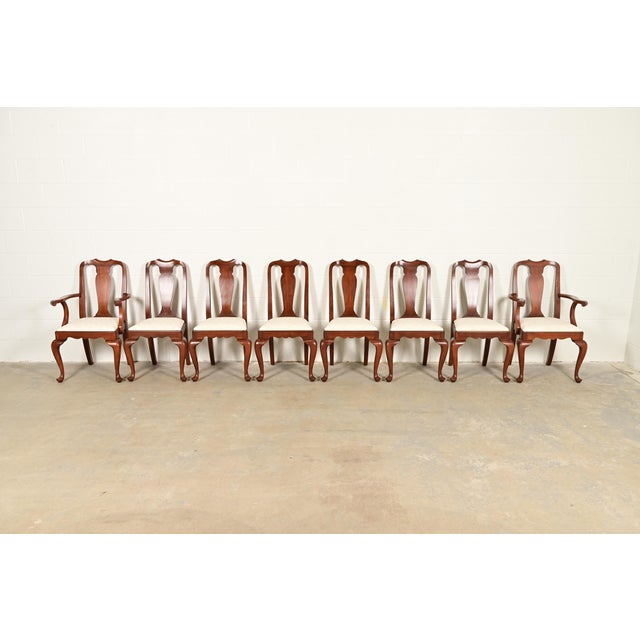 Queen Anne Henkel Harris Queen Anne Solid Cherry Wood Dining Chairs, Set of Eight For Sale - Image 3 of 14