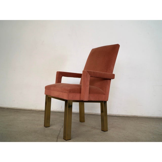 Mid-Century Modern 1980’s Hollywood Regency Milo Baughman Style Brass Armchair For Sale - Image 3 of 12