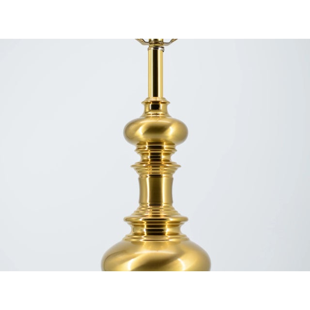 Turned Finial Shape Solid Brass Table Lamp For Sale - Image 6 of 12