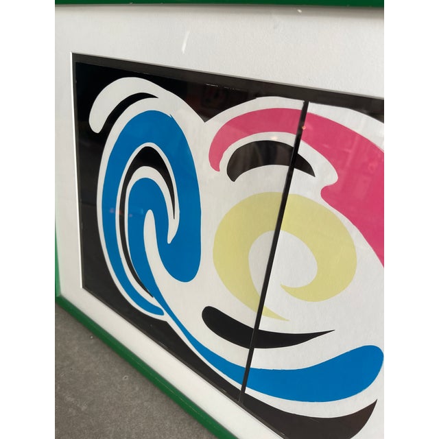 1980s 1980s David Hockney Xerox Print Board Untitled Diptych Primary Green Wood Frame Home Made Series For Sale - Image 5 of 12