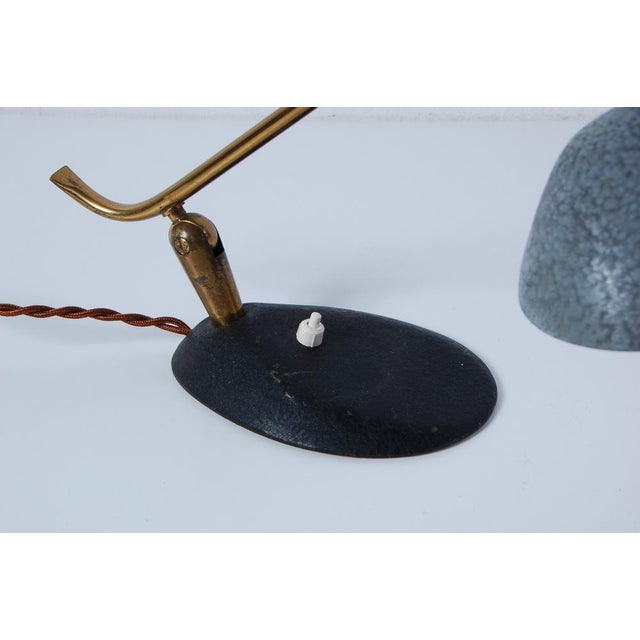 Blue Vintage Table Lamp in Cast Iron & Brass, 1950s For Sale - Image 8 of 15