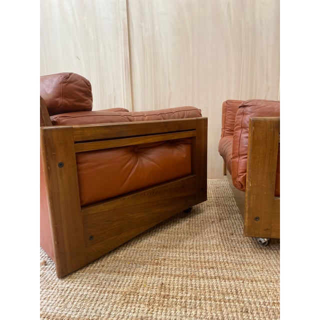Italian Leather Club Chairs, 1960s, Set of 2 For Sale - Image 12 of 13