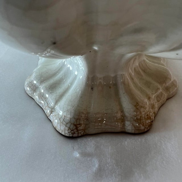 Ceramic Mid Century White Ironstone Monteith Style Center Bowl by Secla Portugal For Sale - Image 7 of 8