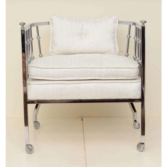 This unusual vintage James Peade for Drexel Furniture company has great weight and is a newly upholstered side chair with...