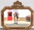 Large Vintage Mid Century Red Column Gold Gilt Beveled Glass Hanging Wall Mirror For Sale - Image 11 of 11