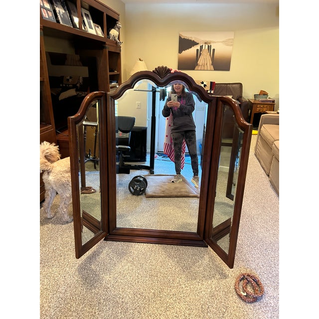 Chippendale Lexington Cherry Triple Mirror For Sale - Image 3 of 3