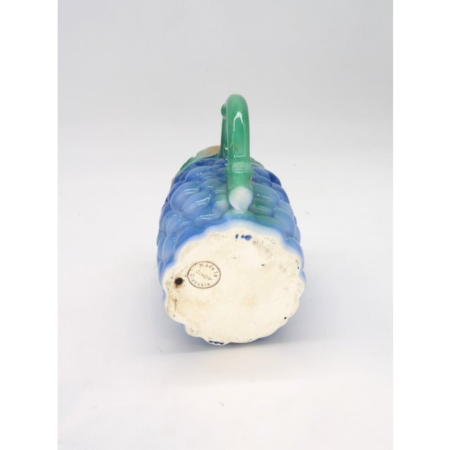 Shabby Chic Antique Majolica Grape Pottery Pitcher With Vines From Czecho Slovakia For Sale - Image 3 of 6